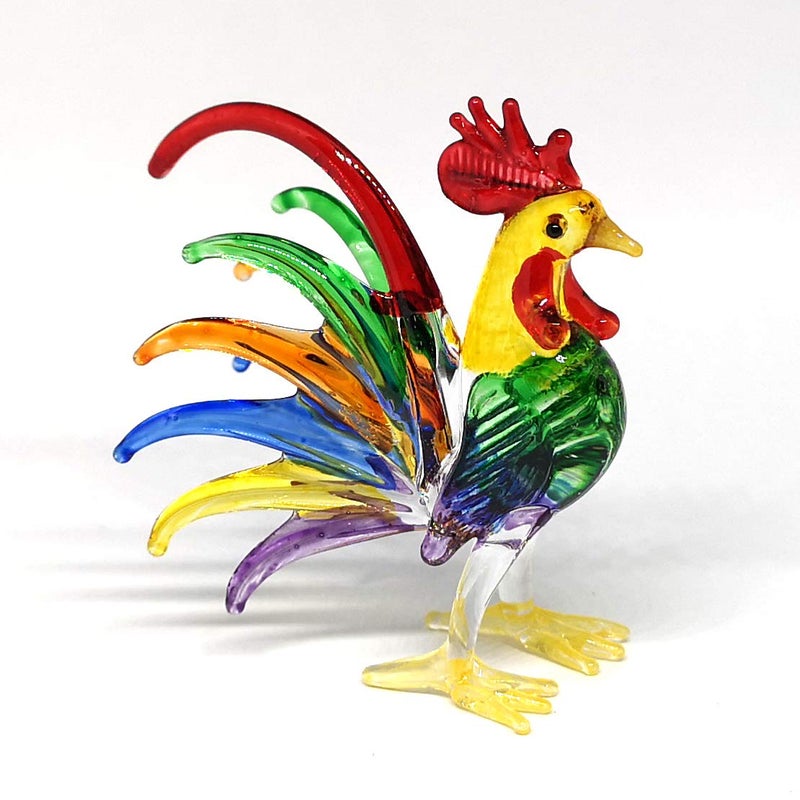 ZOOCRAFT Glass Rooster Chicken Figurine Country Kitchen Decoration Style Miniature Hand Blown Collectible Figure - Image 1